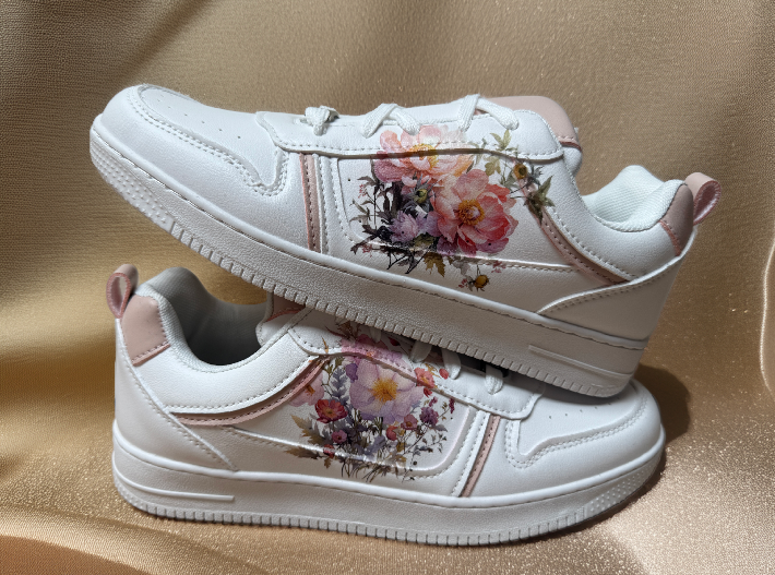 Size 5 (UK) White and Pink Floral Sneaker