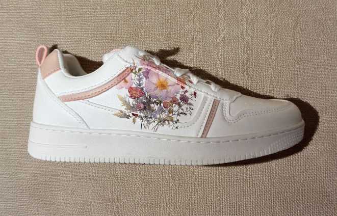 Size 5 (UK) White and Pink Floral Sneaker