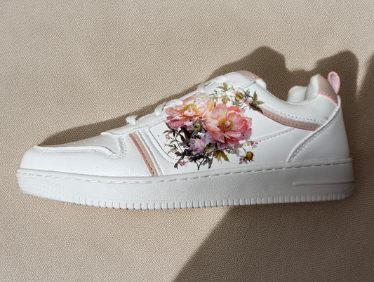 Size 5 (UK) White and Pink Floral Sneaker