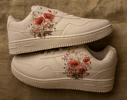 Size 6 (UK) White Floral Poppy Sneaker